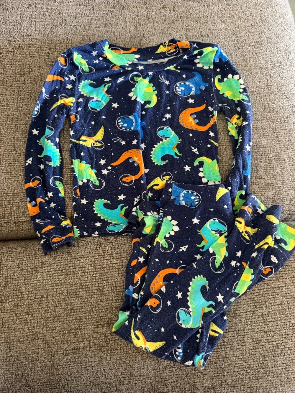 Navy Blue Dino Print Kids Pajama Set